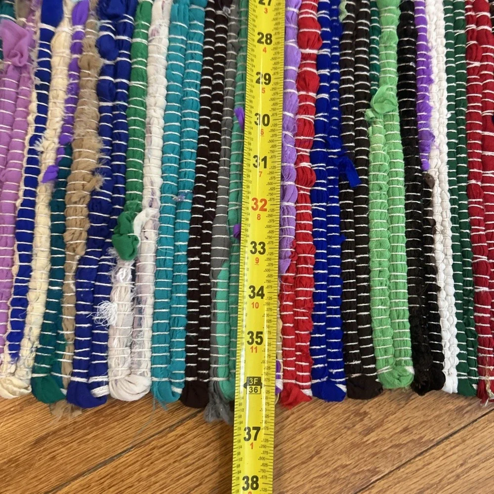 Vintage Rag Rug Handwoven Boho Farmhouse Cottage Chic Accent 58